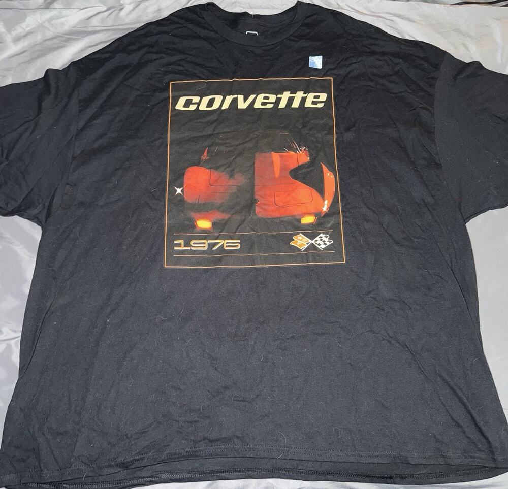 General Motors Hybrid Apparel Corvette 1976 Graphic Logo Men's T-Shirt Black 5X